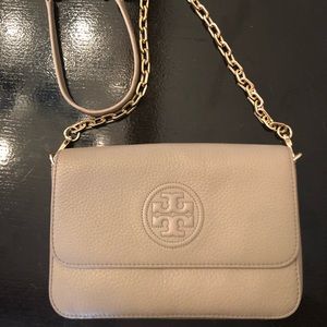 Tory Burch Gray Crossbody Bag Gold Chain